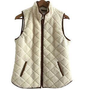 Quilted Sherpa riding Vest S Ivory Cabincore Riding Equestrian